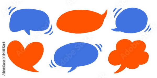 Fototapeta Crayon Speech Bubble Frame. Vector Chalk Talk Balloon. Colorful Dialog Chat Illustrations