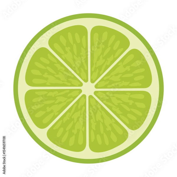 Fototapeta Vibrant green lime fruit slice illustration, a refreshing citrus cross-section perfect for healthy drinks, cooking, and fresh food concepts