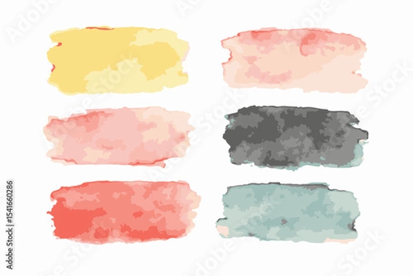 Obraz Watercolor Brush Strokes Vector Set bundle