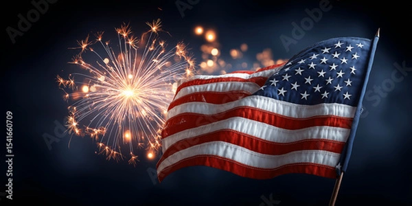 Fototapeta Fireworks background for 4th of July Independence Day