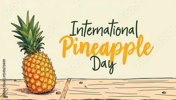 Fototapeta International Pineapple Day Creative Banner with Pineapple and Typography on Nice Background