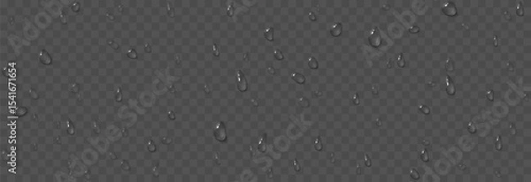 Obraz Vector water drops. Drops png, condensation on the window, on the surface. Realistic drops on an isolated transparent background.