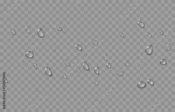 Obraz Vector water drops. Drops png, condensation on the window, on the surface. Realistic drops on an isolated transparent background.
