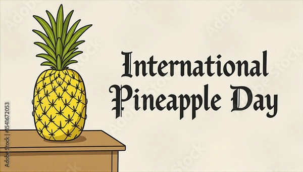 Fototapeta International Pineapple Day Creative Banner with Pineapple and Typography on Nice Background
