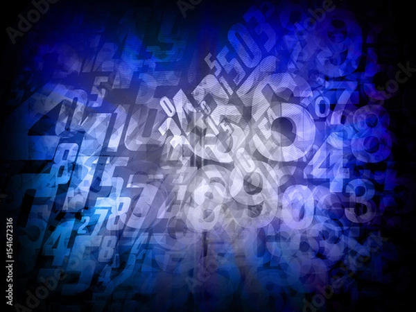 Fototapeta abstract gradient blue and grey and black background , stack and overlaid on blur numerous fragmented and distorted numerical and alphabetical characters background