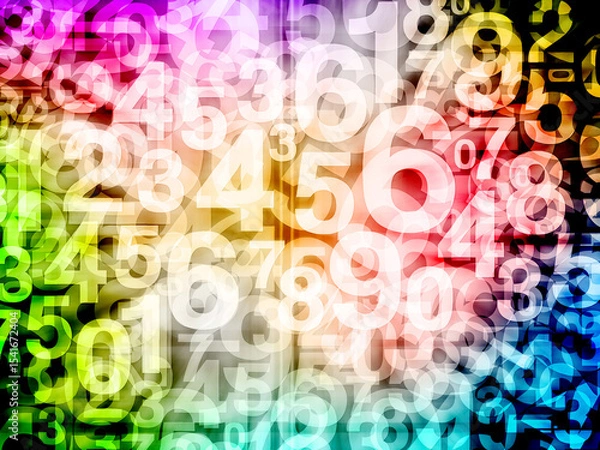Fototapeta abstract rainbow colors background composed entirely of overlapping, blur stack number  from zero to nine on colorful background