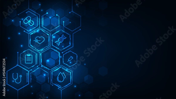 Obraz medical concept design hexagones frame geometric bacground