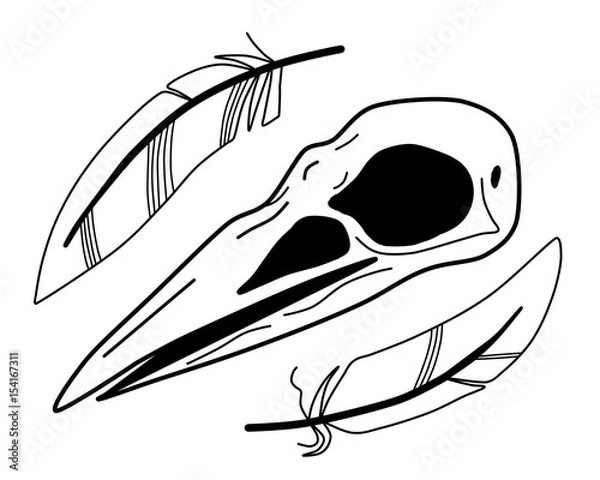 Obraz Raven skull and leafs