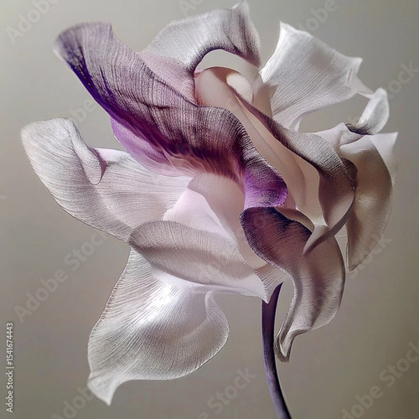 Fototapeta Illustration of a delicate flower in soft pastel colors. The overall composition is shrouded in a light mist and a sense of calm understatement