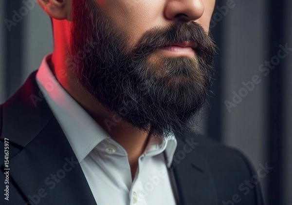 Obraz Bearded man in formal suit with dramatic lighting