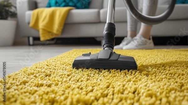 Fototapeta High-Tech Vacuum Cleaner Removing Stubborn Dirt from Carpet Fibers