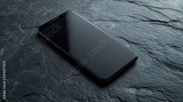 Fototapeta Minimalistic Smartphone on Dark Stone Surface with Smooth Texture
