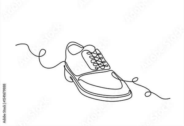 Obraz Classic men's shoes in continuous line art drawing style. Dress shoes minimalist black linear sketch isolated on white background. Hand drawn one line vector. Editable stroke