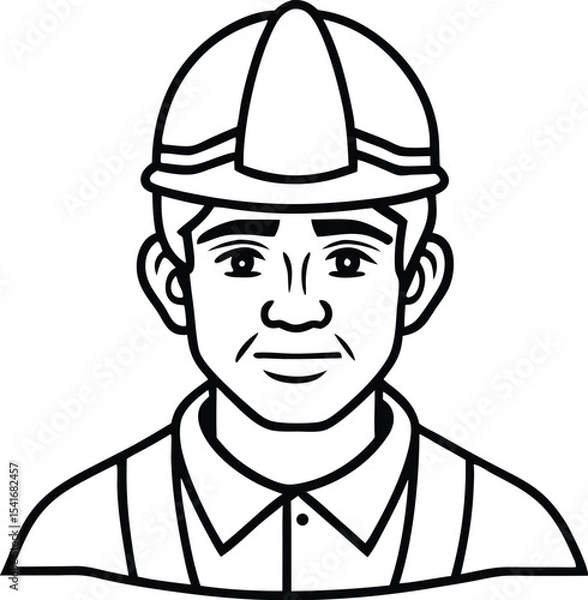 Fototapeta Vector illustration of a construction worker with a safety helmet