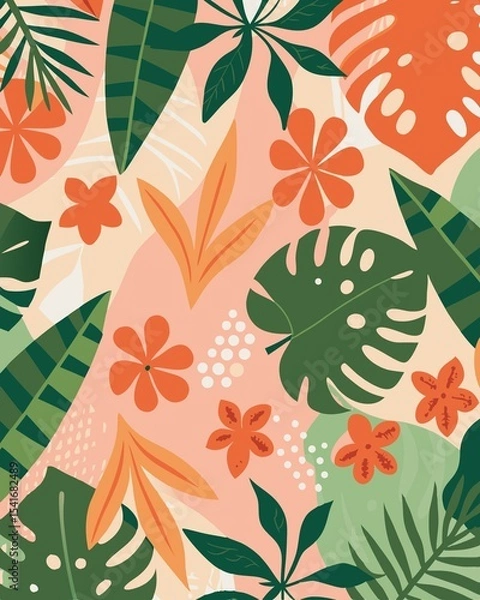 Obraz Decorative Plant Pattern in Tropical Style