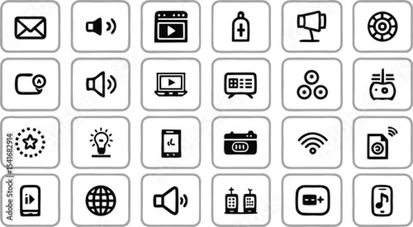 Fototapeta Black web design icons vector set for business communication