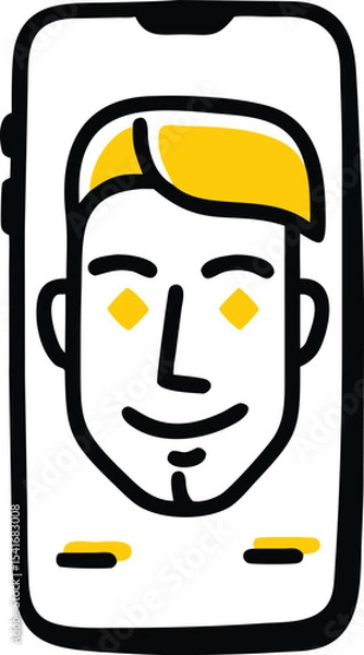 Fototapeta Smart Mobile icon with Funny vector cartoon illustration icon of a person with bottles of milk, water, and cheese