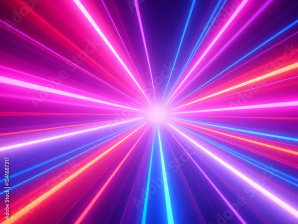 Fototapeta Abstract technology 3D glowing tunnel background, now sci-fi 3D space concept scene illustration
