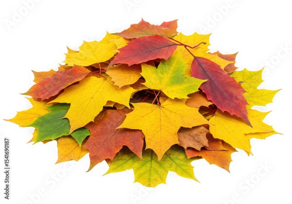 Fototapeta Pile of colorful autumn maple leaves on black background