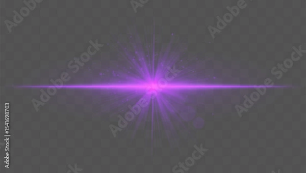 Fototapeta Light burst. Pink starburst with fine rays, sparkles, and radial symmetry on transparent backdrop, ideal for fantasy or magic concepts.