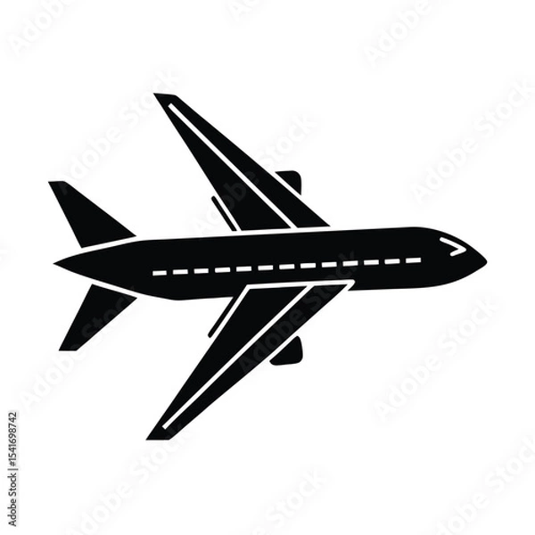 Fototapeta Airplane Side View With Wings Outline Vector Illustration