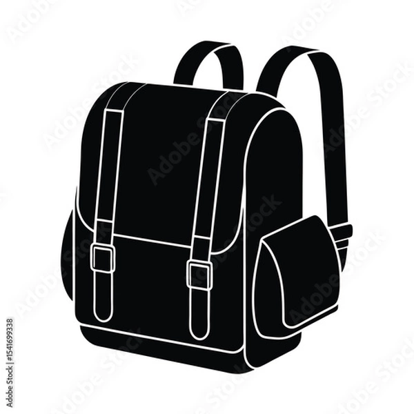 Fototapeta Backpack Rectangular Outline Vector Illustration