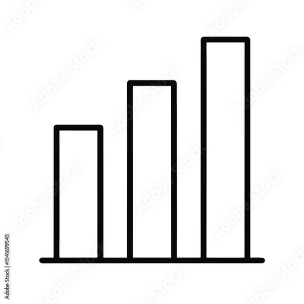 Fototapeta Bar Chart Three Ascending Bars Outline Vector Illustration