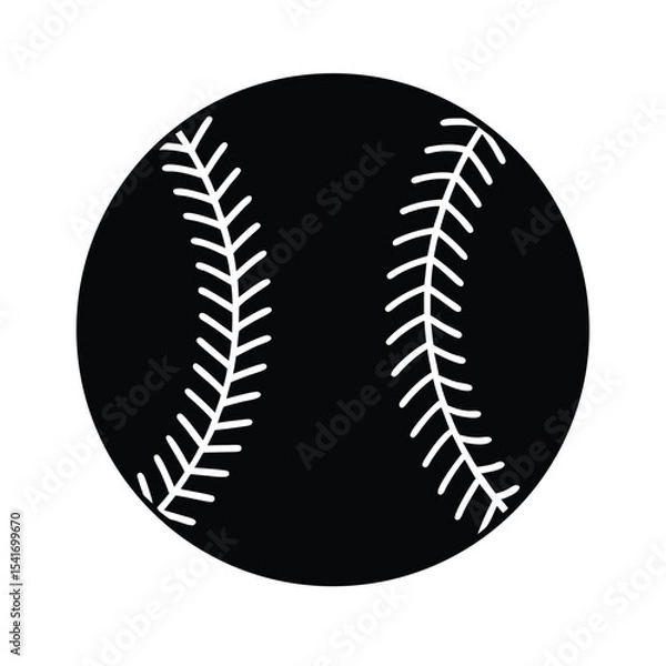 Fototapeta Baseball Round With Stitching Outline Vector Illustration