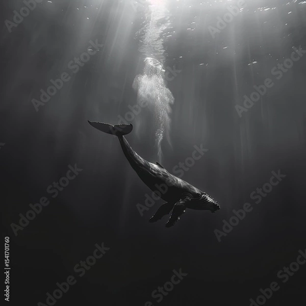 Obraz underwater scene with whale