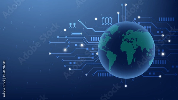 Fototapeta Digital earth global network connection technology