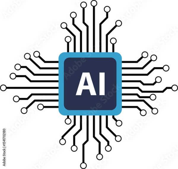 Fototapeta Artificial intelligence technology circuit board design