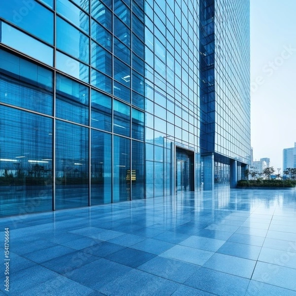 Obraz Modern Glass Skyscraper Exterior with Reflective Facade