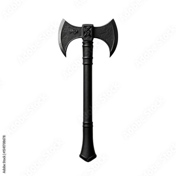 Obraz Tactical tomahawk with dual blade design, showcasing sleek black finish and intricate details