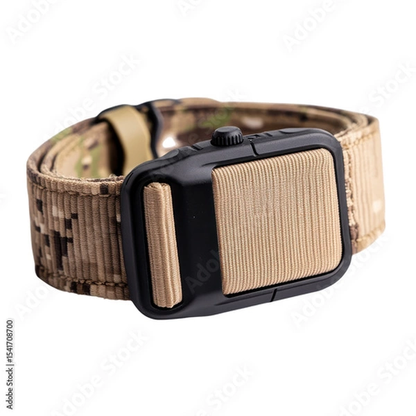 Obraz Tactical wrist mounted GPS tracker with durable strap in camouflage design
