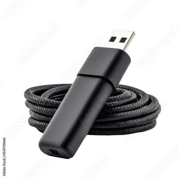 Obraz Sleek smartphone charger with coiled cable, perfect for modern devices
