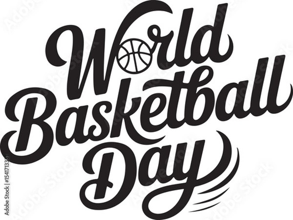 Obraz A minimalist typography Calligraphy Design of the Text World Basketball Day in Silhouette 