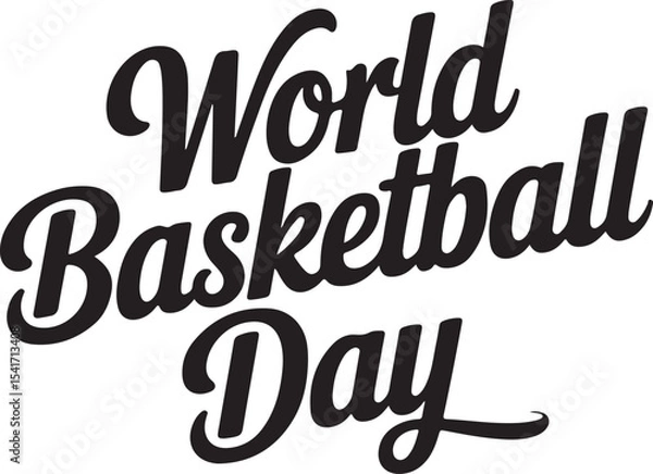 Obraz A minimalist typography Calligraphy Design of the Text World Basketball Day in Silhouette 
