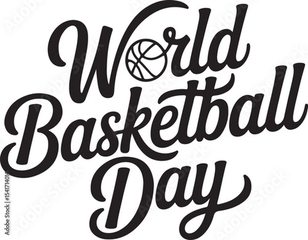 Obraz A minimalist typography Calligraphy Design of the Text World Basketball Day in Silhouette 