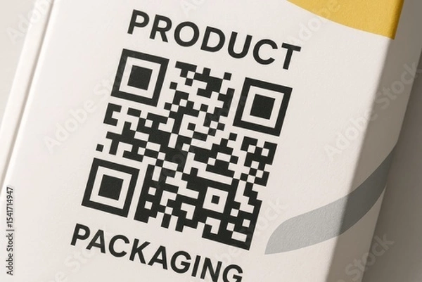 Obraz Close-up of QR code on product packaging box with minimal design elements