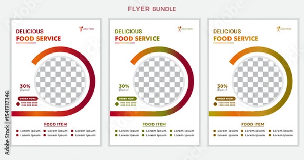 Obraz Creative, modern and professional restaurant food flyer bundle a4 poster template layout design.Modern restaurant food flyer template design, brochure design template. Fast food restaurant flier.	
