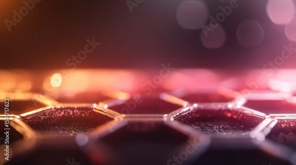 Fototapeta Colorful honeycomb structure illuminated in soft light at night time