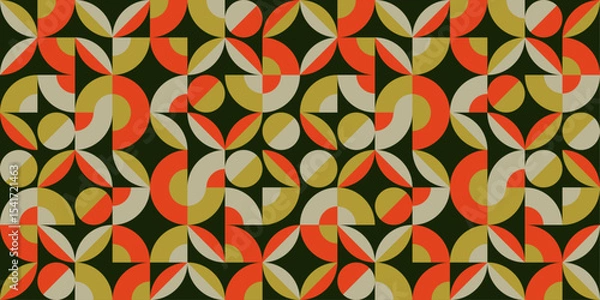 Fototapeta Seamless geometric retro pattern with warm earthy colors