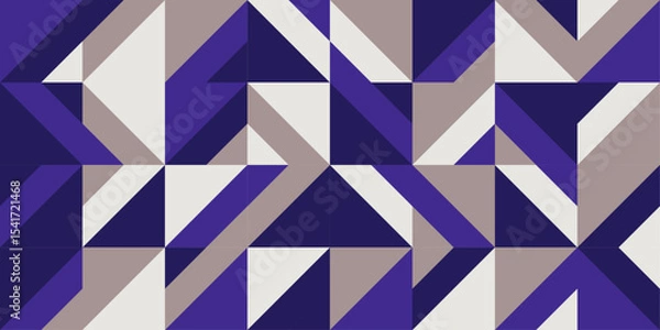 Fototapeta Seamless geometric pattern with bold blue and neutral tones