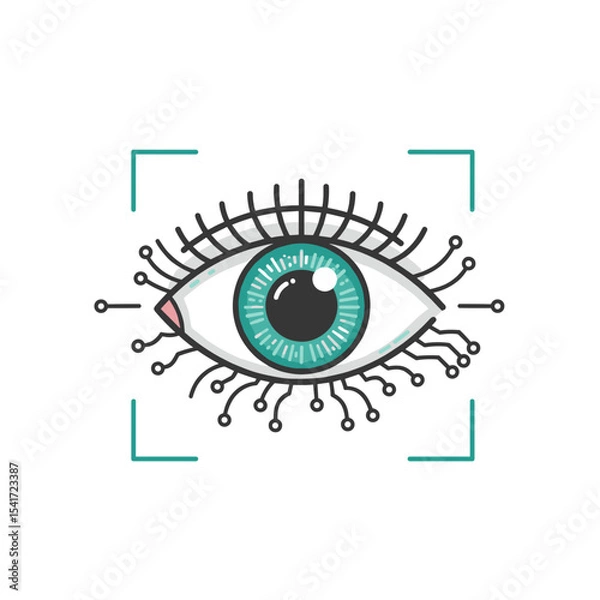 Fototapeta Tech-style eye icon for biometric identification systems