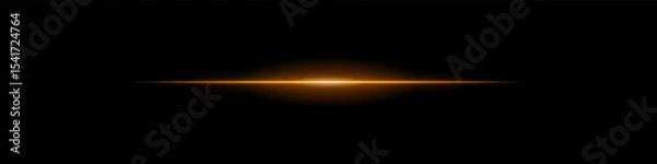 Fototapeta Elegant soft golden horizontal beam glowing on a dark background. A subtle flare evoking sunrise energy, cinematic transitions, or the first blink of futuristic awakening.