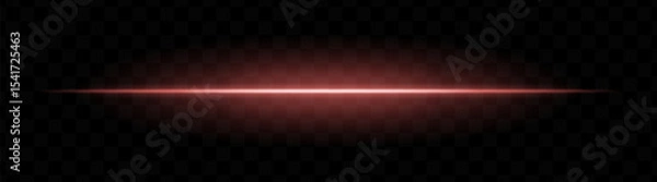 Fototapeta Red horizontal light beam with soft glow and vibrant aura on transparent background. Futuristic laser stripe ideal for energy effects, sci-fi transitions, or glowing overlays.
