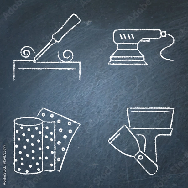 Obraz Furniture renewal tools chalkboard icon set