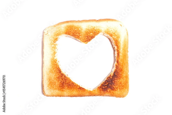Obraz Heart-Shaped Toast isolated on white