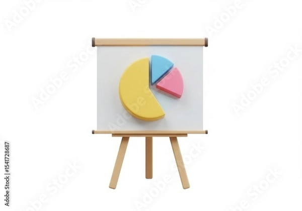 Fototapeta Presentation board displaying a pie chart with different colored sections