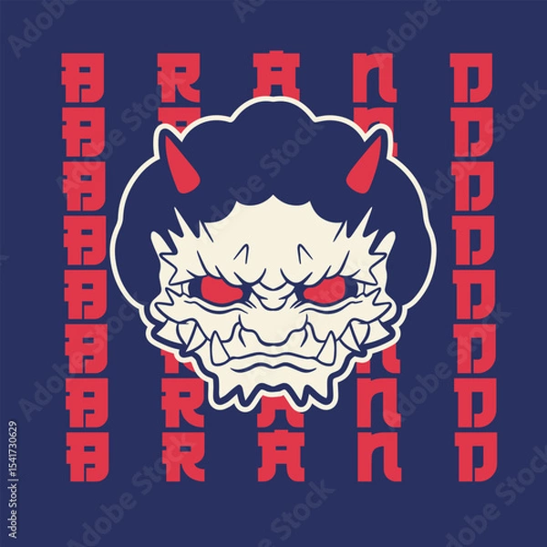 Obraz Japanese Demon Oni Mask Logo Design vector illustration	
